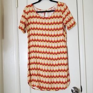 ROXY pink yellow Chevron print short sleeve t shirt dress